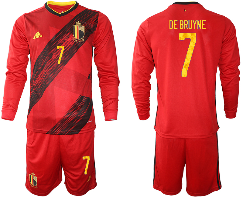 Men 2021 European Cup Belgium home Long sleeve #7 soccer jerseys->italy jersey->Soccer Country Jersey